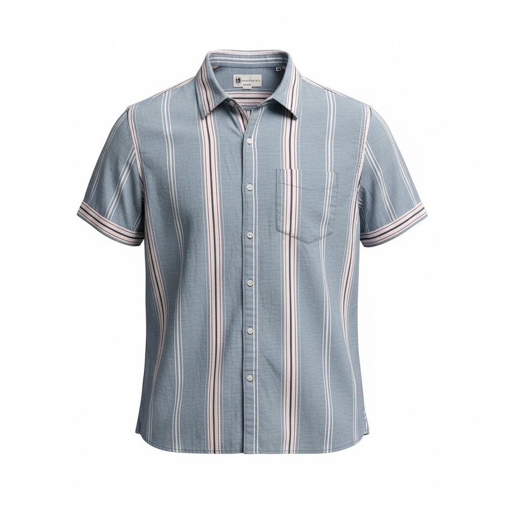Aeropostale Men's Casual Blue and White Striped Shirt